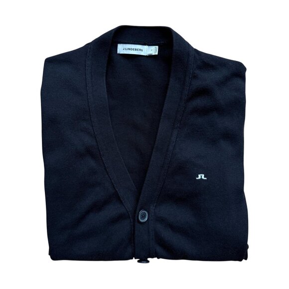 J.Lindeberg Cotton V-Neck Cardigan | Small | Black - Picture 7 of 10